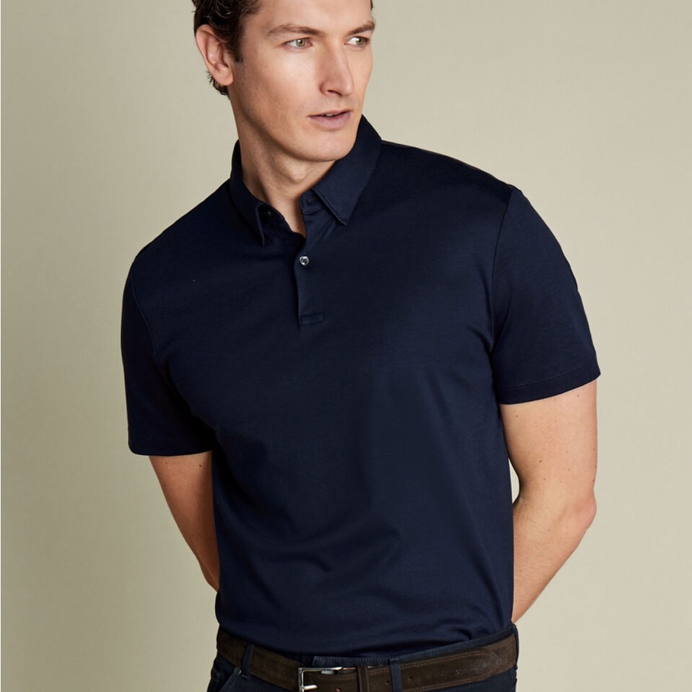 NWT- Charles Tyrwhitt Men’s XL Smart Jersey Polo Shirt (Navy)